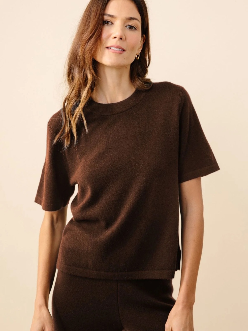 Kilte Women's The Liz Tee In Mocha 100% Cashmere Size 2 (Medium)